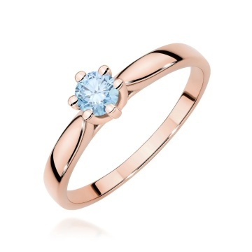 Inel Aur 14K cu Diamant Albastru de Laborator 0.30 ct - Img 5