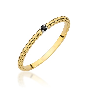 Inel Aur 14K cu Diamant Natural Negru 0.02 ct