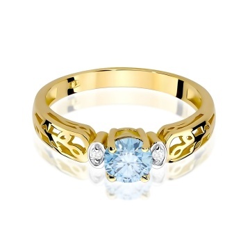 Inel Aur 14K cu Diamante Albastre de Laborator 0.52 ct - Img 2