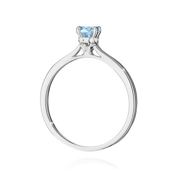 Inel Aur 14K cu Diamante Albastre de Laborator 0.56 ct - Img 11