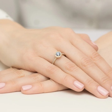 Inel Aur 14K cu Diamante Albastre de Laborator 0.74 ct - Img 4