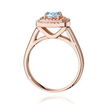 Inel Aur 14K cu Diamante Albastre de Laborator 0.78 ct - Img 7