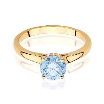 Inel Aur 14K cu Diamante Albastre de Laborator 1.07 ct - Img 2