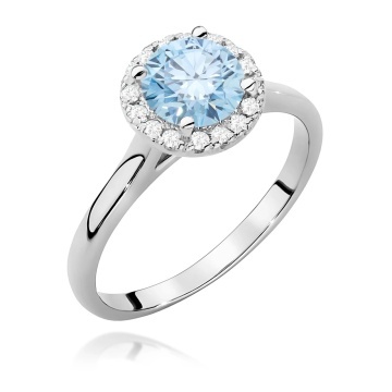 Inel Aur 14K cu Diamante Albastre de Laborator 1.14 ct - Img 9