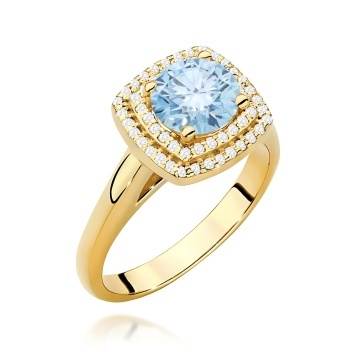 Inel Aur 14K cu Diamante Albastre de Laborator 1.28 ct