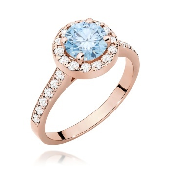 Inel Aur 14K cu Diamante Albastre de Laborator 1.38 ct - Img 5