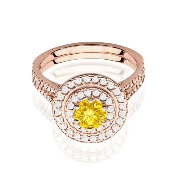 Inel Aur 14K cu Diamante Galbene de Laborator 1.11 ct - Img 6