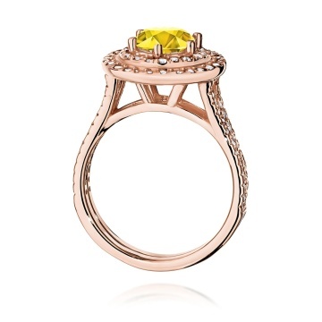 Inel Aur 14K cu Diamante Galbene de Laborator 1.63 ct - Img 7