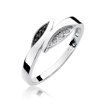 Inel Aur 14K cu Diamante Naturale Albe si Negre 0.03 ct - Img 5