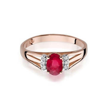 Inel Aur 14K cu Granat 0.50 ct si Diamante Naturale 0.05 ct - Img 6