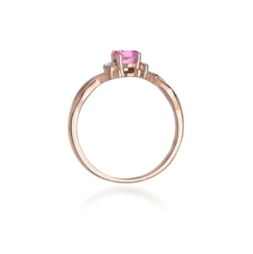 Inel Aur 14K cu Pink Sapphire 0.45 ct si Diamante Naturale 0.05 ct - Img 11