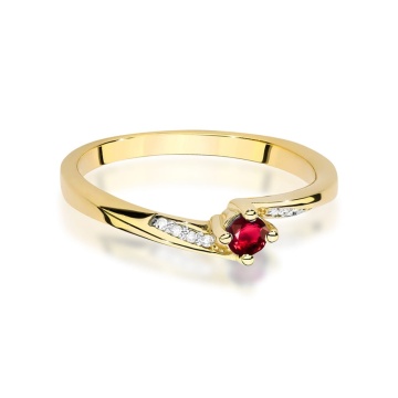 Inel Aur 14K cu Rubin 0.15 ct si Diamante Naturale 0.04 ct - Img 2