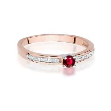 Inel Aur 14K cu Rubin 0.15 ct si Diamante Naturale 0.05 ct - Img 9