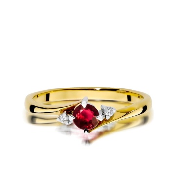 Inel Aur 14K cu Rubin 0.30 ct si Diamante Naturale 0.03 ct - Img 2
