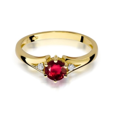 Inel Aur 14K cu Rubin 0.60 ct si Diamante Naturale 0.03 ct - Img 2