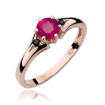 Inel Aur 14K cu Rubin 0.60 ct si Diamante Naturale Negre 0.03 ct - Img 6