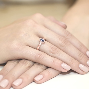 Inel Aur 14K cu Safir 0.30 ct si Diamante Naturale 0.10 ct - Img 10