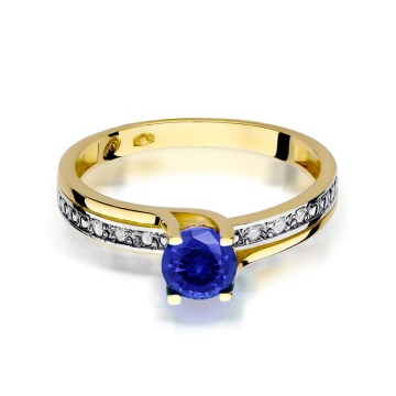 Inel Aur 14K cu Safir 0.50 ct si Diamante Naturale 0.03 ct - Img 2