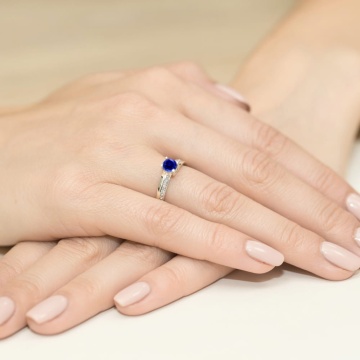 Inel Aur 14K cu Safir 0.50 ct si Diamante Naturale 0.03 ct - Img 12