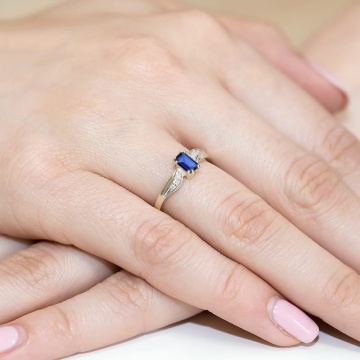 Inel Aur 14K cu Safir 0.60 ct si Diamante Naturale 0.03 ct - Img 8