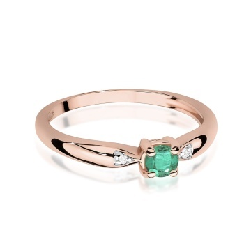 Inel Aur 14K cu Smarald 0.15 ct si Diamante Naturale 0.01 ct - Img 6