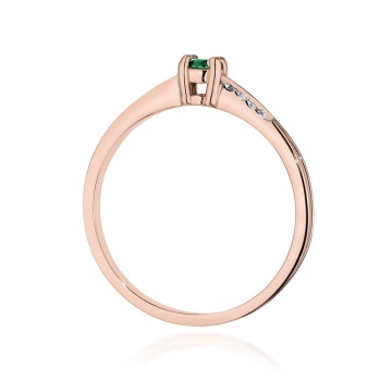Inel Aur 14K cu Smarald 0.15 ct si Diamante Naturale 0.04 ct - Img 6