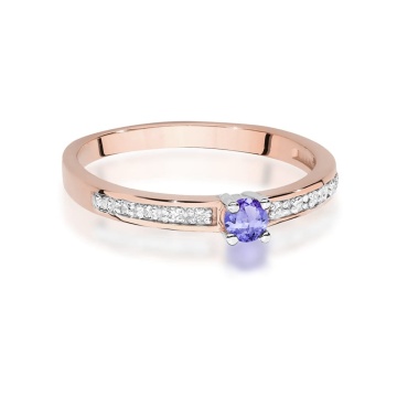 Inel Aur 14K cu Tanzanit 0.15 ct si Diamante Naturale 0.05 ct - Img 10