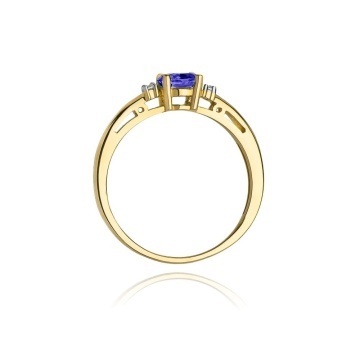 Inel Aur 14K cu Tanzanit 0.40 ct si Diamante Naturale 0.03 ct - Img 3