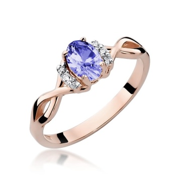 Inel Aur 14K cu Tanzanit 0.40 ct si Diamante Naturale 0.05 ct - Img 7