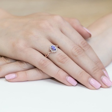 Inel Aur 14K cu Tanzanit 0.40 ct si Diamante Naturale 0.12 ct - Img 8