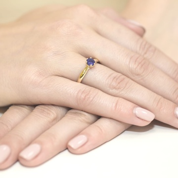 Inel Aur 14K cu Tanzanit 0.50 ct si Diamante Naturale 0.01 ct - Img 4