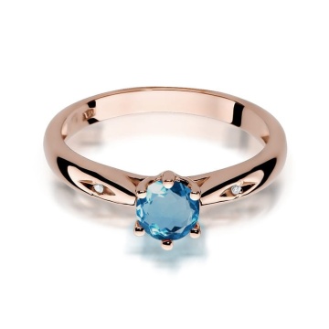 Inel Aur 14K cu Topaz London Blue 0.50 ct si Diamante Naturale 0.01 ct - Img 6
