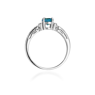 Inel Aur 14K cu Topaz London Blue 0.50 ct si Diamante Naturale 0.02 ct - Img 11