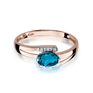 Inel Aur 14K cu Topaz London Blue 0.50 ct si Diamante Naturale 0.05 ct - Img 6