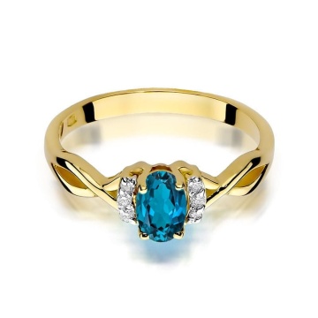 Inel Aur 14K cu Topaz London Blue 0.50 ct si Diamante Naturale 0.05 ct - Img 2