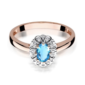 Inel Aur 14K cu Topaz London Blue 0.50 ct si Diamante Naturale 0.07 ct - Img 9