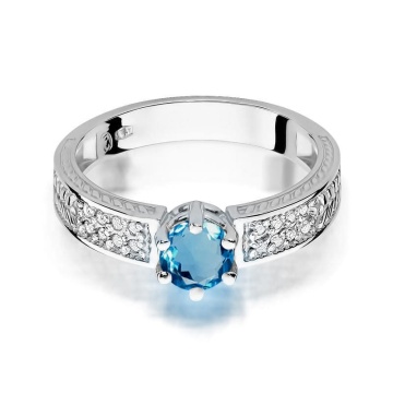Inel Aur 14K cu Topaz London Blue 0.50 ct si Diamante Naturale 0.08 ct - Img 9