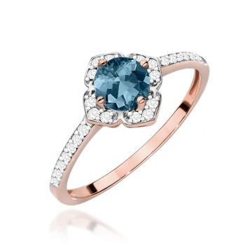 Inel Aur 14K cu Topaz London Blue 0.50 ct si Diamante Naturale 0.13 ct - Img 9