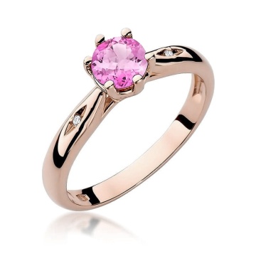 Inel Aur 14K cu Topaz Roz 0.60 ct si Diamante Naturale 0.01 ct - Img 5