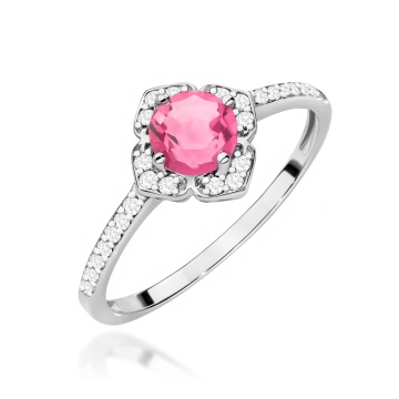 Inel Aur 14K cu Topaz Roz 0.60 ct si Diamante Naturale 0.13 ct - Img 5