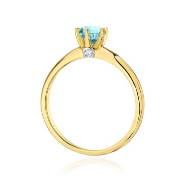 Inel Aur 14K cu Topaz Swiss 0.50 ct si Diamante Naturale 0.04 ct - Img 3