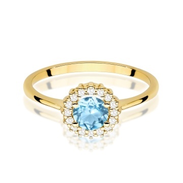 Inel Aur 14K cu Topaz Swiss 0.50 ct si Diamante Naturale 0.14 ct - Img 2