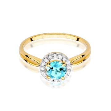 Inel Aur 14K cu Topaz Swiss 0.80 ct si Diamante Naturale 0.08 ct - Img 2
