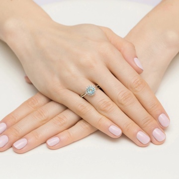 Inel Aur 14K cu Topaz Swiss 0.80 ct si Diamante Naturale 0.08 ct - Img 12