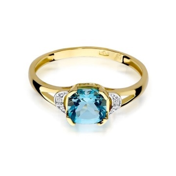 Inel Aur 14K cu Topaz Swiss 1.10 ct si Diamante Naturale 0.01 ct - Img 2