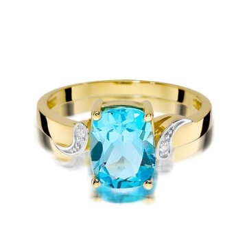 Inel Aur 14K cu Topaz Swiss 2.40 ct si Diamante Naturale 0.01 ct - Img 2