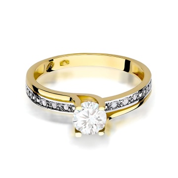Inel Aur 14K cu White Sapphire 0.50 ct si Diamante Naturale 0.03 ct - Img 2