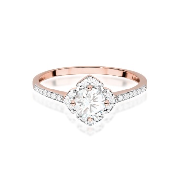 Inel Aur 14K cu White Sapphire 0.60 ct si Diamante Naturale 0.13 ct - Img 10