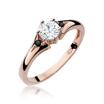 Inel Aur 14K cu White Sapphire 0.60 ct si Diamante Naturale Negre 0.03 ct - Img 6
