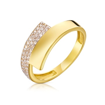 Inel Aur 8K Asimetric cu Zirconii - Design Elegant - Img 6